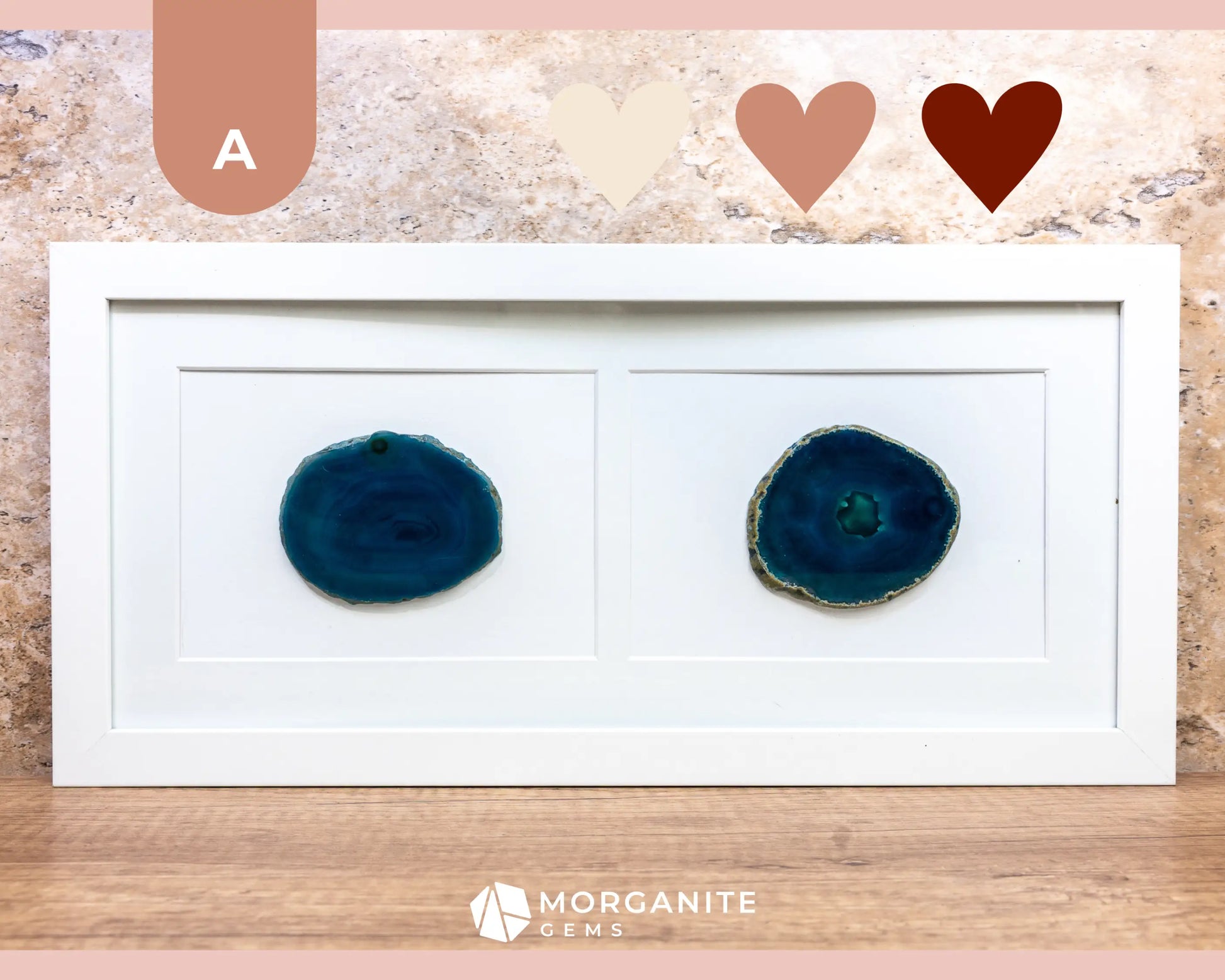 Framed Agate Slice Wall Art Unique Gemstone Wall Decor - A - Ocean Serenity