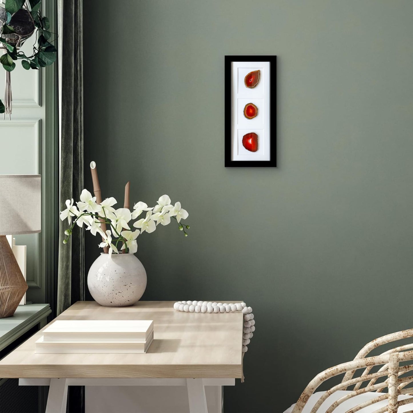 Framed Agate Slice Wall Art Unique Gemstone Wall Decor