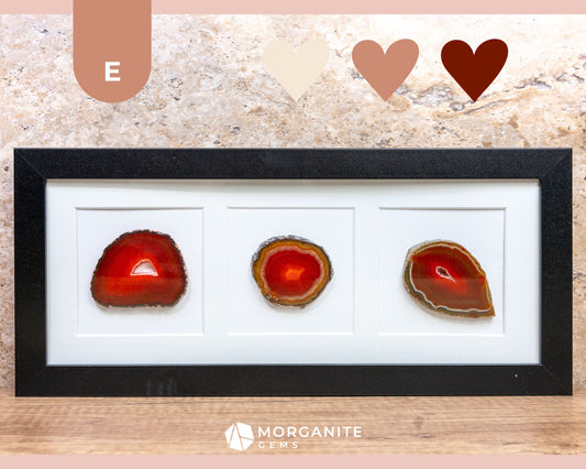 Framed Agate Slice Wall Art Unique Gemstone Wall Decor - E - Crimson Trio