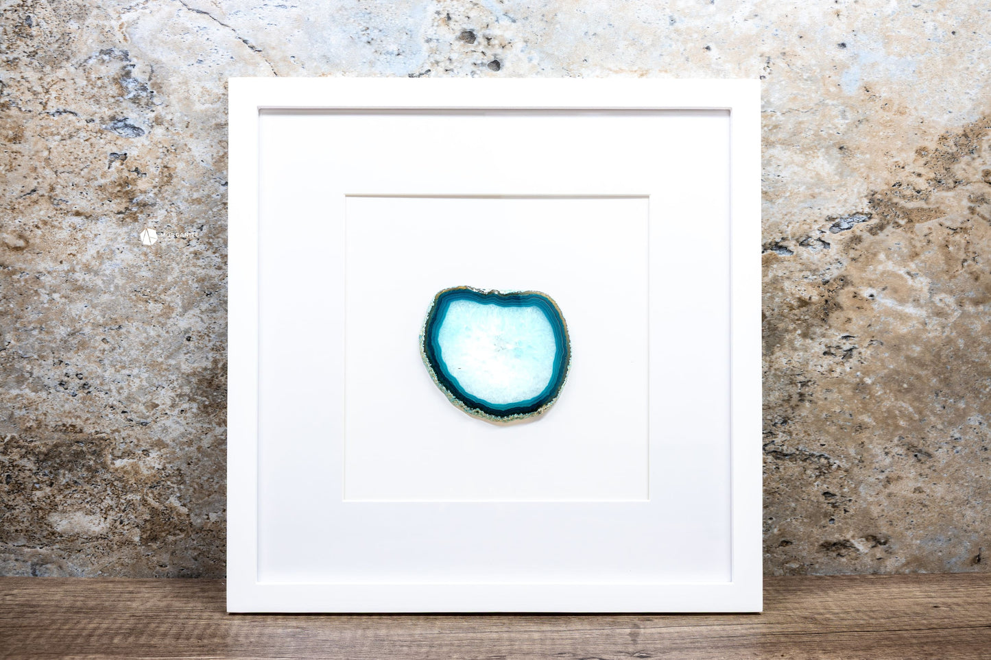 Framed Agate Slices Wall Art - N - Teal - Home & Living