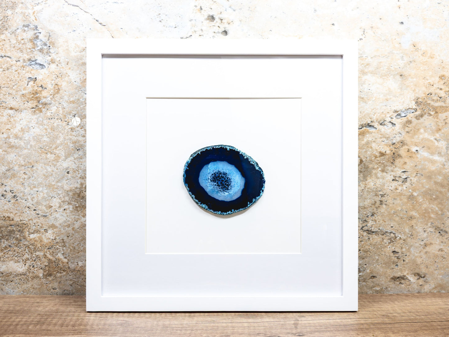 Framed Agate Slices Wall Art - P - Navy Blue - Home & Living