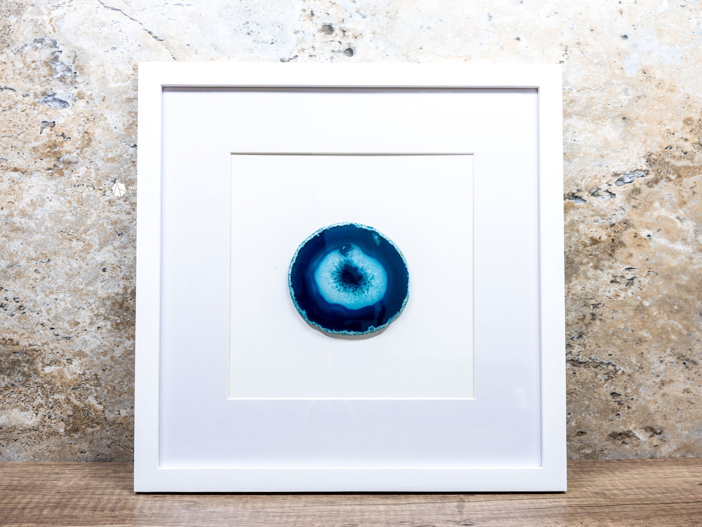 Framed Agate Slices Wall Art - H - Teal - Home & Living