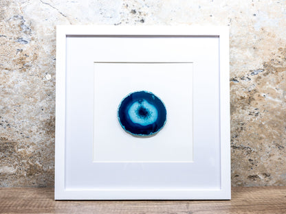 Framed Agate Slices Wall Art - H - Teal - Home & Living