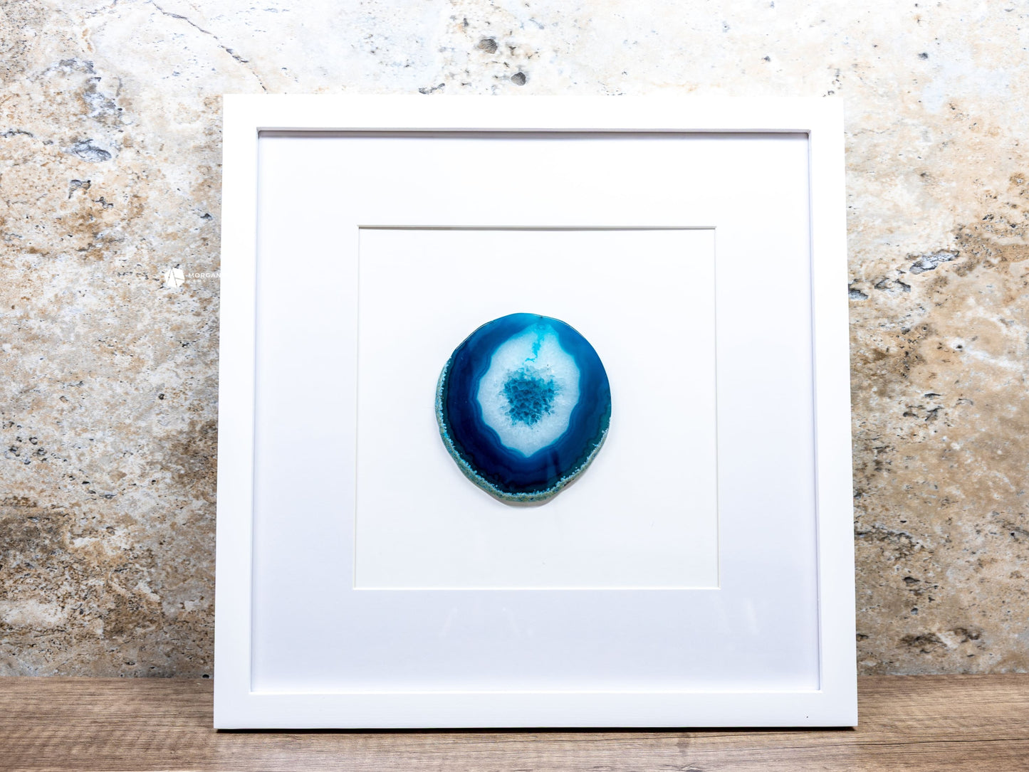 Framed Agate Slices Wall Art - G - Teal - Home & Living