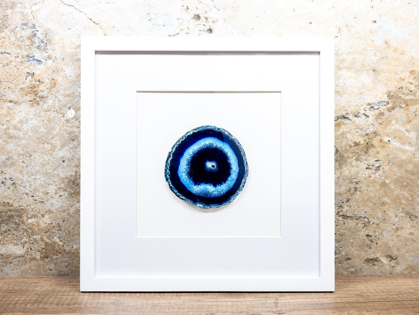 Framed Agate Slices Wall Art - Q - Navy Blue - Home & Living