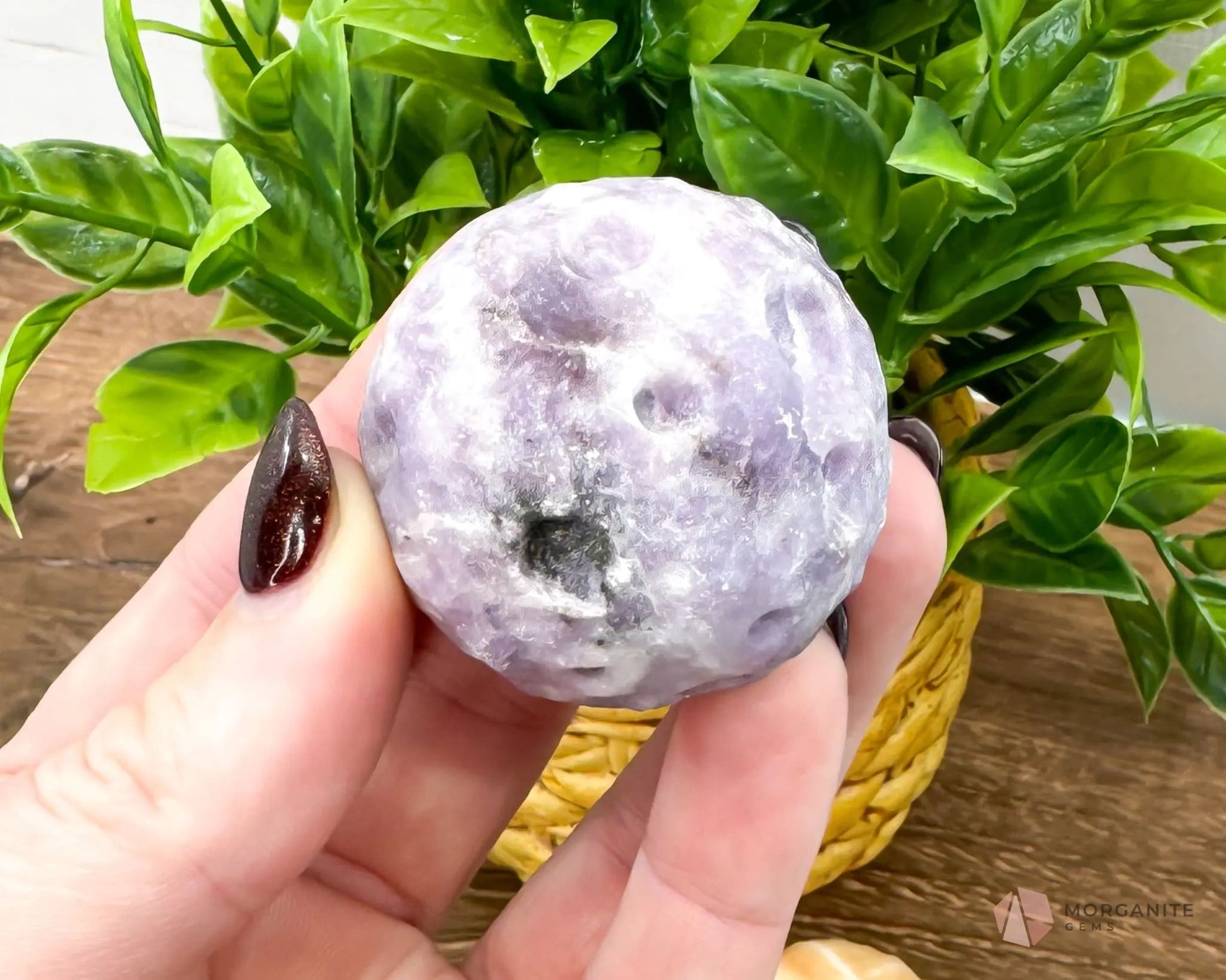 Full Moon Crystal Carving-Morganite Gems