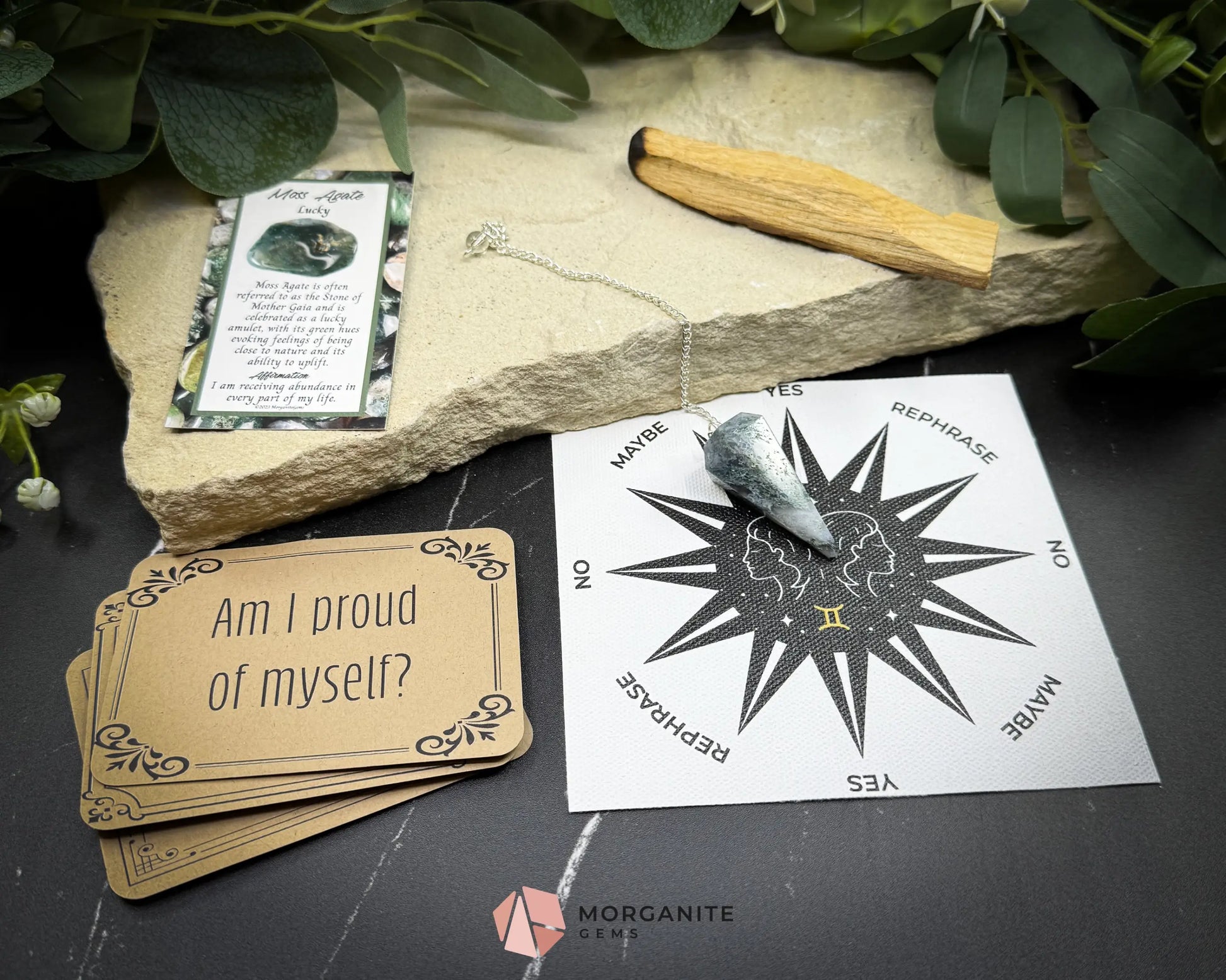 Gemini Pendulum Set – Astrology Crystal Divination Kit with Gift Box Zodiac Mat & Intuitive Energy Tools - Metaphysical