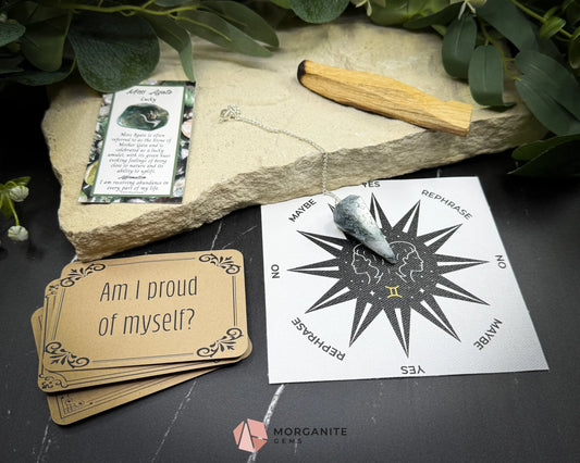 Gemini Pendulum Set – Astrology Crystal Divination Kit with Gift Box Zodiac Mat & Intuitive Energy Tools - Metaphysical