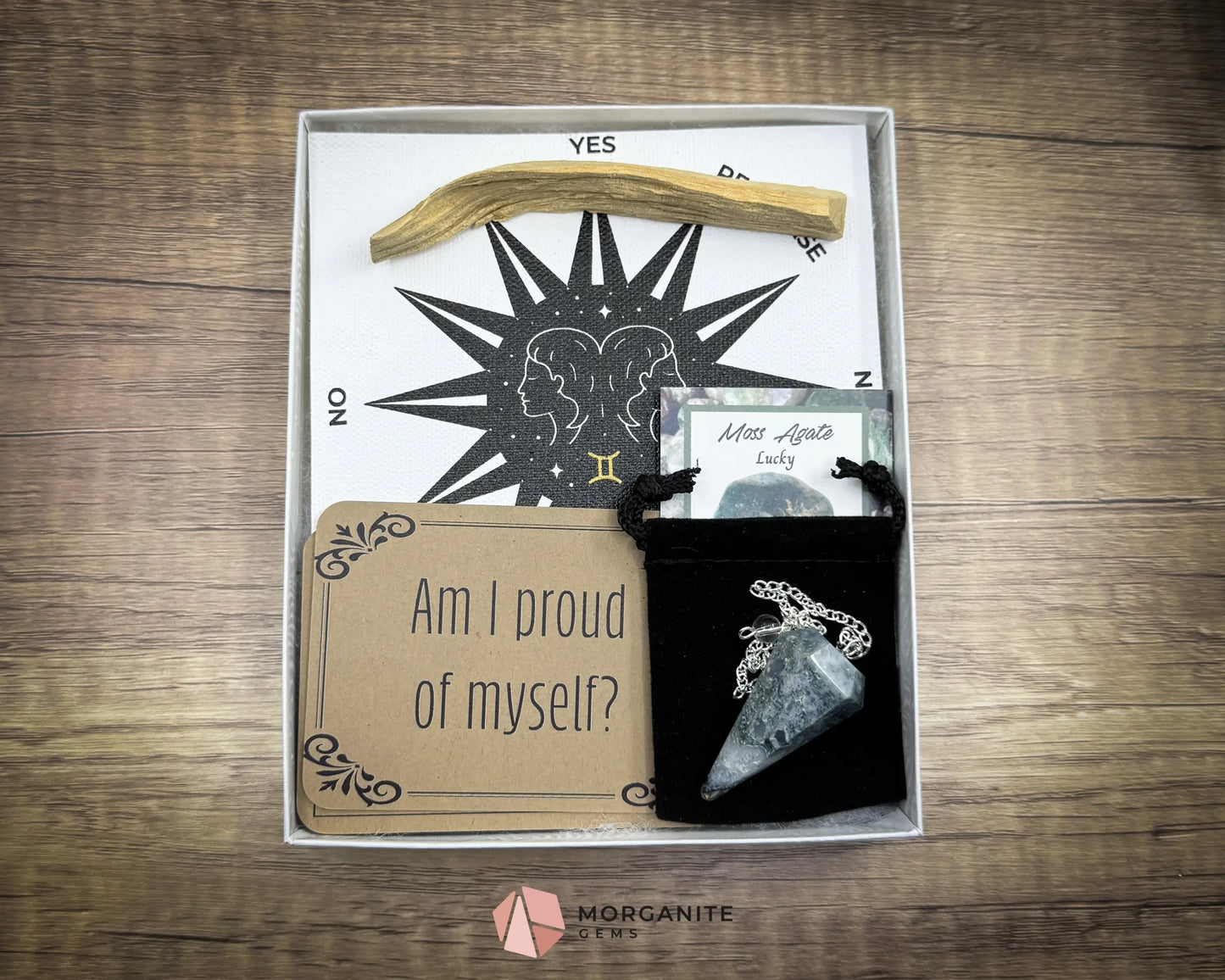 Gemini Pendulum Set – Astrology Crystal Divination Kit with Gift Box Zodiac Mat & Intuitive Energy Tools - Metaphysical