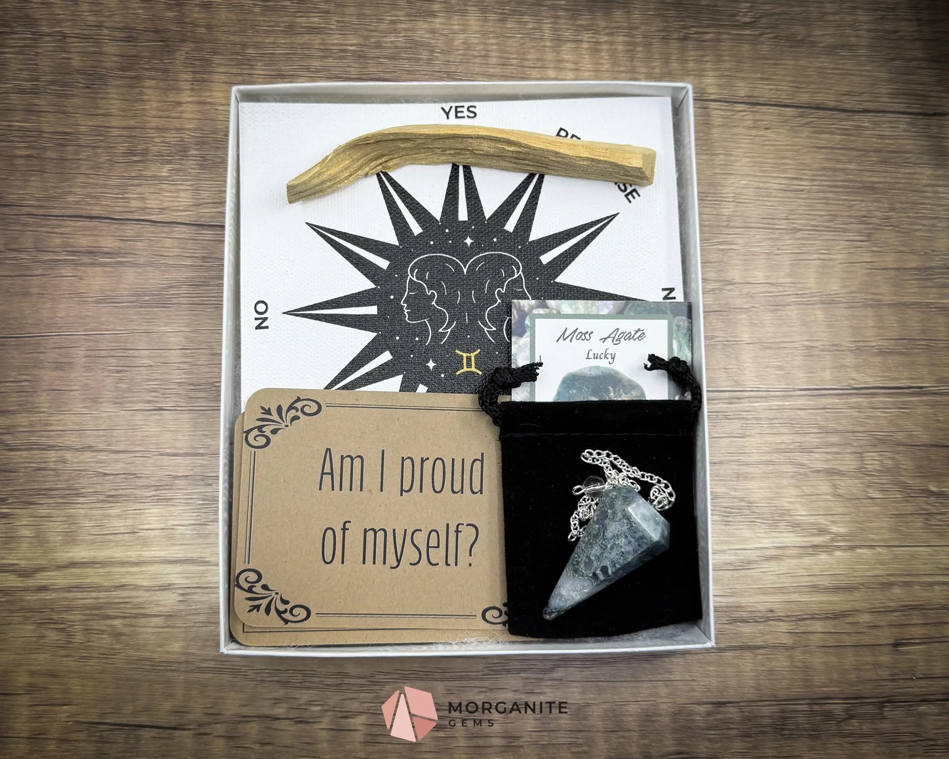 Gemini Pendulum Set – Astrology Crystal Divination Kit with Gift Box Zodiac Mat & Intuitive Energy Tools - Metaphysical