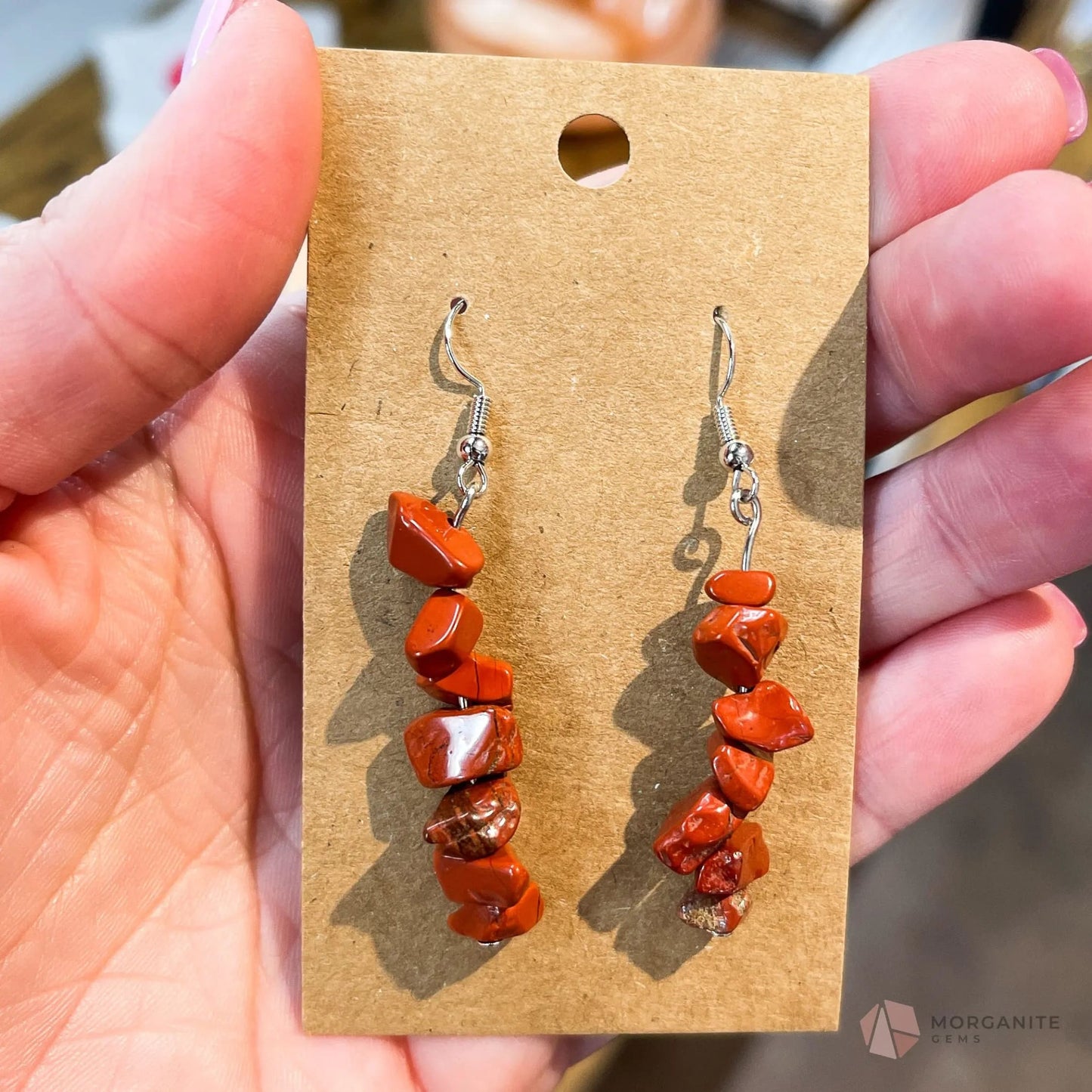 Gemstone Chip Earrings-Morganite Gems