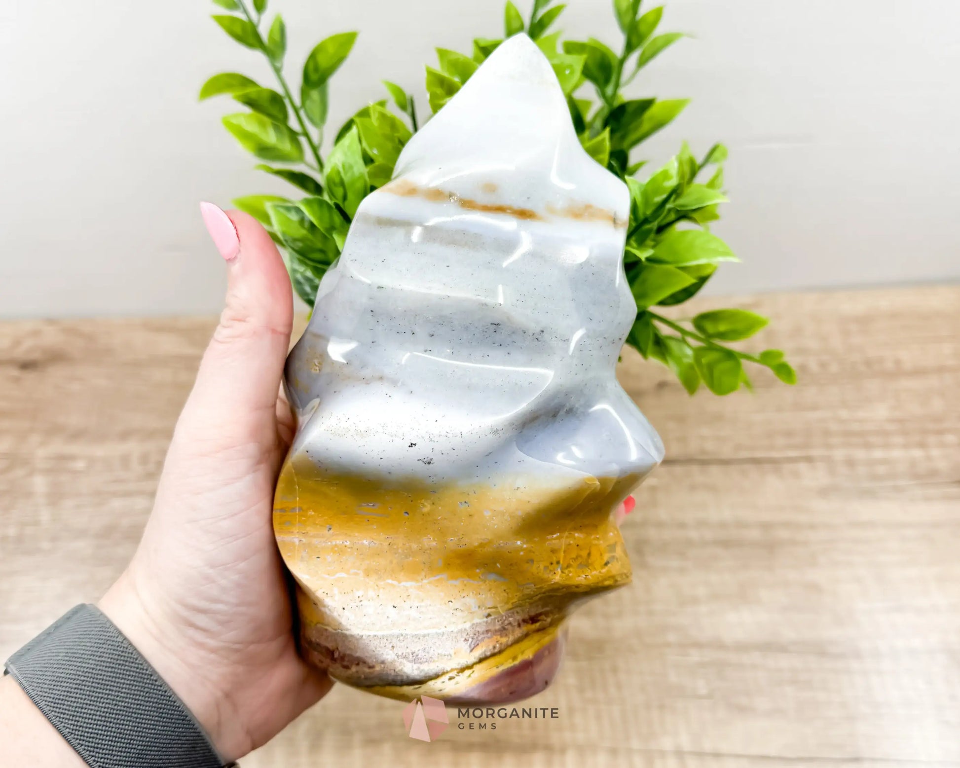 Genuine Polished Large Polychrome Jasper Flame Freeform-Morganite Gems