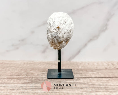 Geode Specimen on Metal Stand - Natural Crystal Display for Healing and Home Decor-Morganite Gems