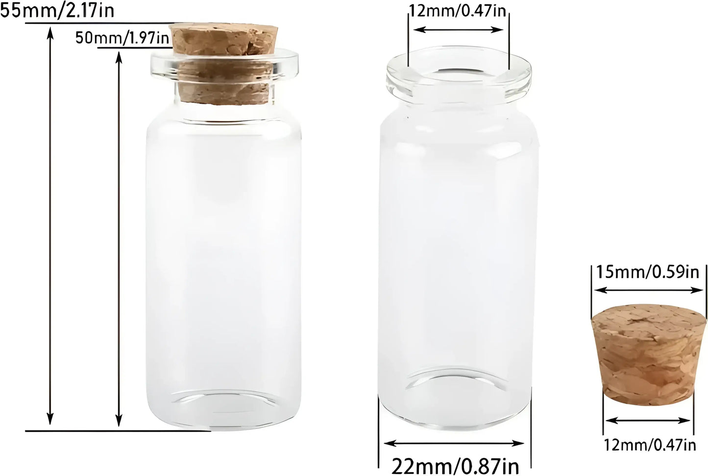 Glass Bottle with Cork, Glass Jar with Cork-Morganite Gems