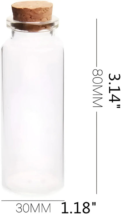 Glass Bottle with Cork, Glass Jar with Cork-Morganite Gems