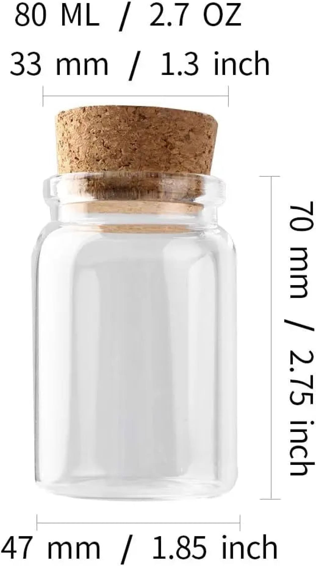 Glass Bottle with Cork, Glass Jar with Cork-Morganite Gems