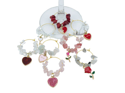 Gold Love Wine Charms-Morganite Gems