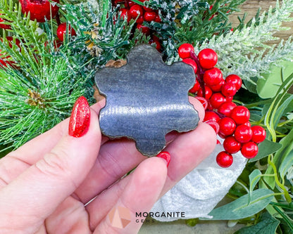 Gold Sheen Obsidian Snowflake Carving (1.5oz) - Holiday Prosperity Decor & Protective Shield - Metaphysical Crystals