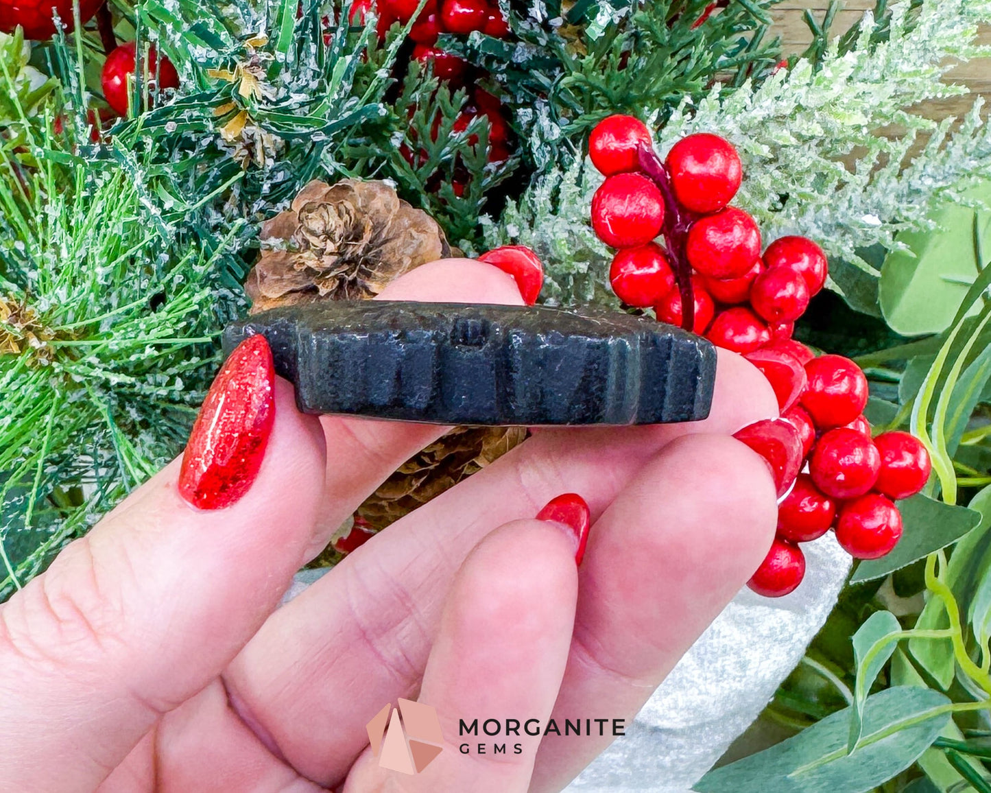 Gold Sheen Obsidian Snowflake Carving (1.5oz) - Holiday Prosperity Decor & Protective Shield - Metaphysical Crystals