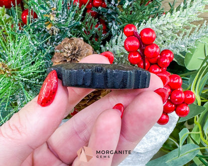 Gold Sheen Obsidian Snowflake Carving (1.5oz) - Holiday Prosperity Decor & Protective Shield - Metaphysical Crystals