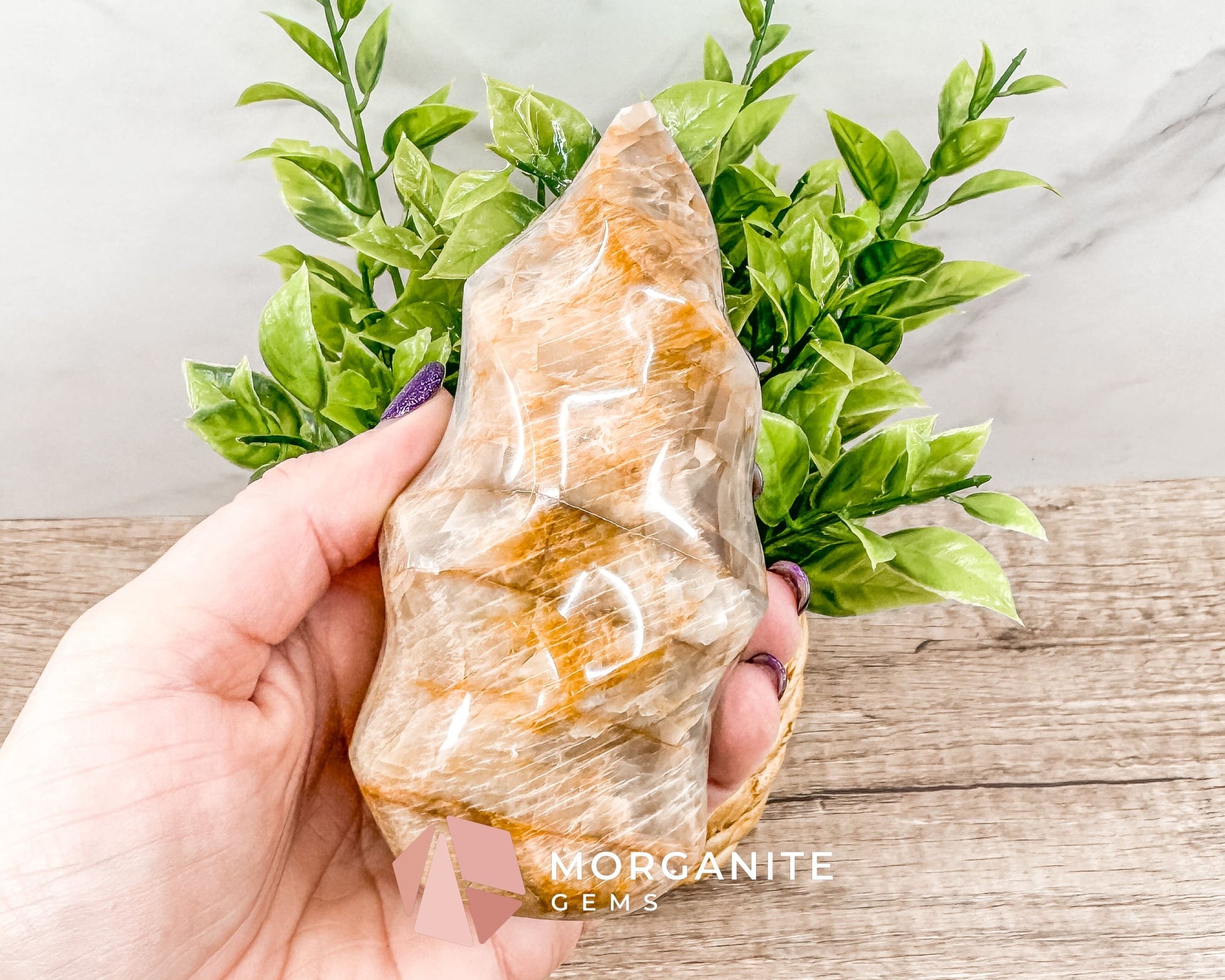 Golden Healer Quartz Flame – Polished Yellow Hematoid Quartz for Healing, Clarity, and Spiritual Growth-Morganite Gems