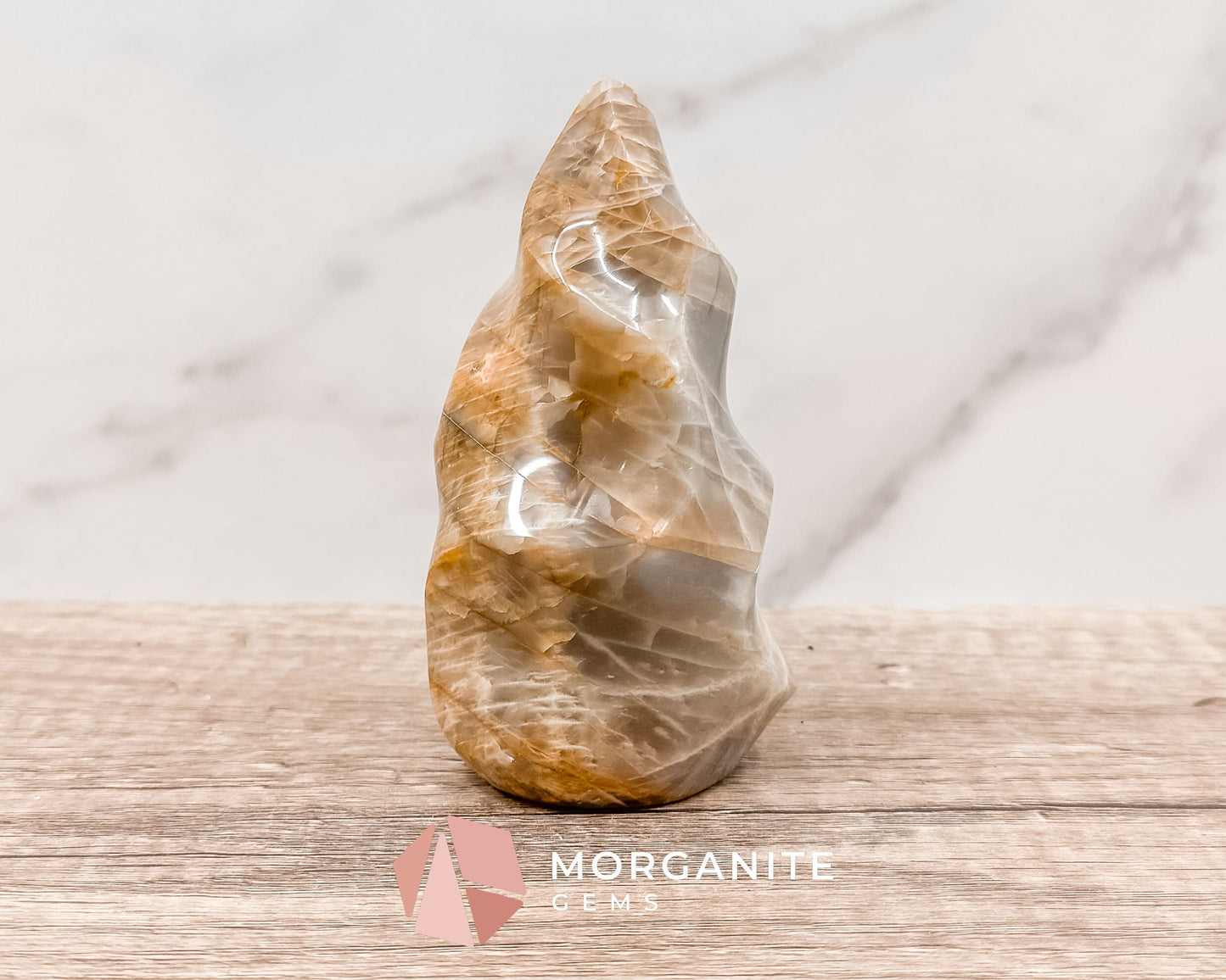 Golden Healer Quartz Flame – Polished Yellow Hematoid Quartz for Healing, Clarity, and Spiritual Growth-Morganite Gems