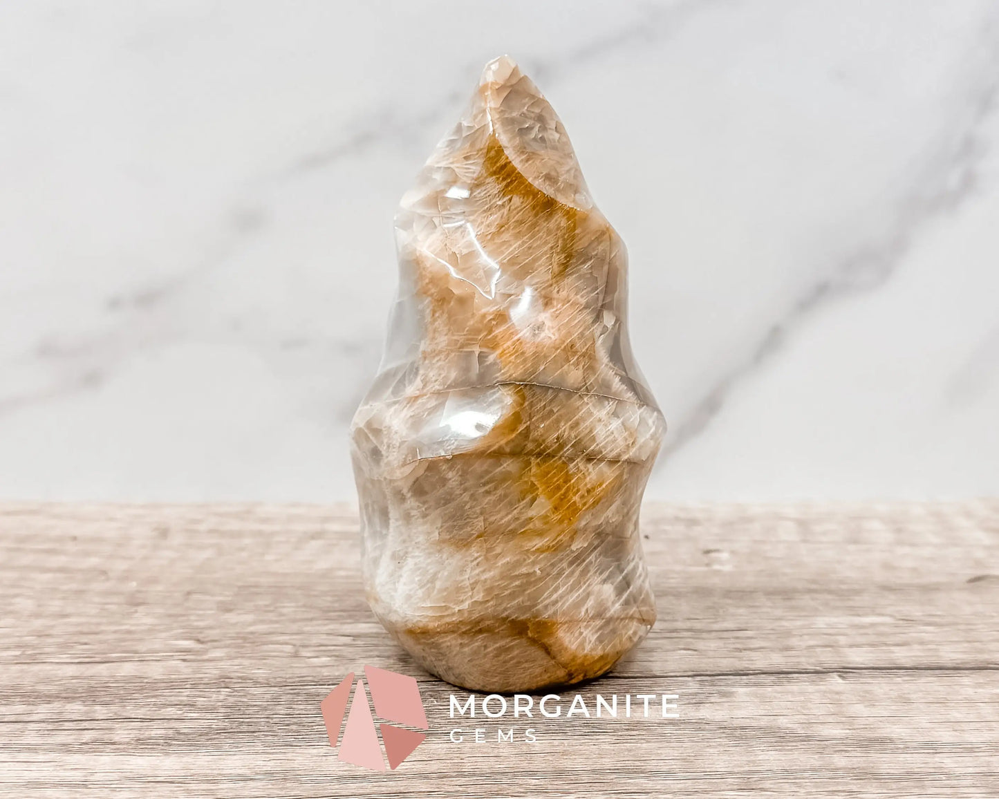 Golden Healer Quartz Flame – Polished Yellow Hematoid Quartz for Healing, Clarity, and Spiritual Growth-Morganite Gems