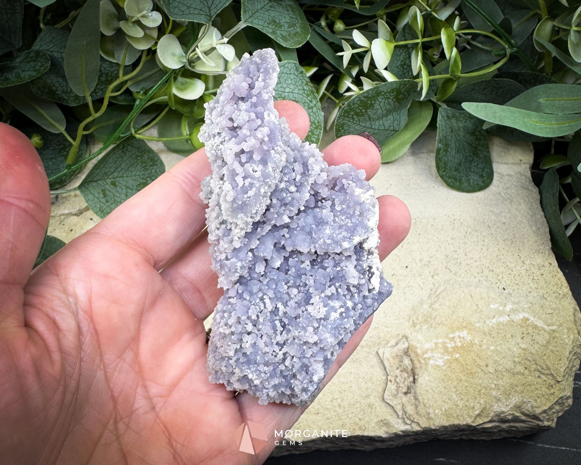 Grape Agate Cluster Specimen 128g – Natural Purple Botryoidal Chalcedony for Meditation & Healing Decor - Metaphysical