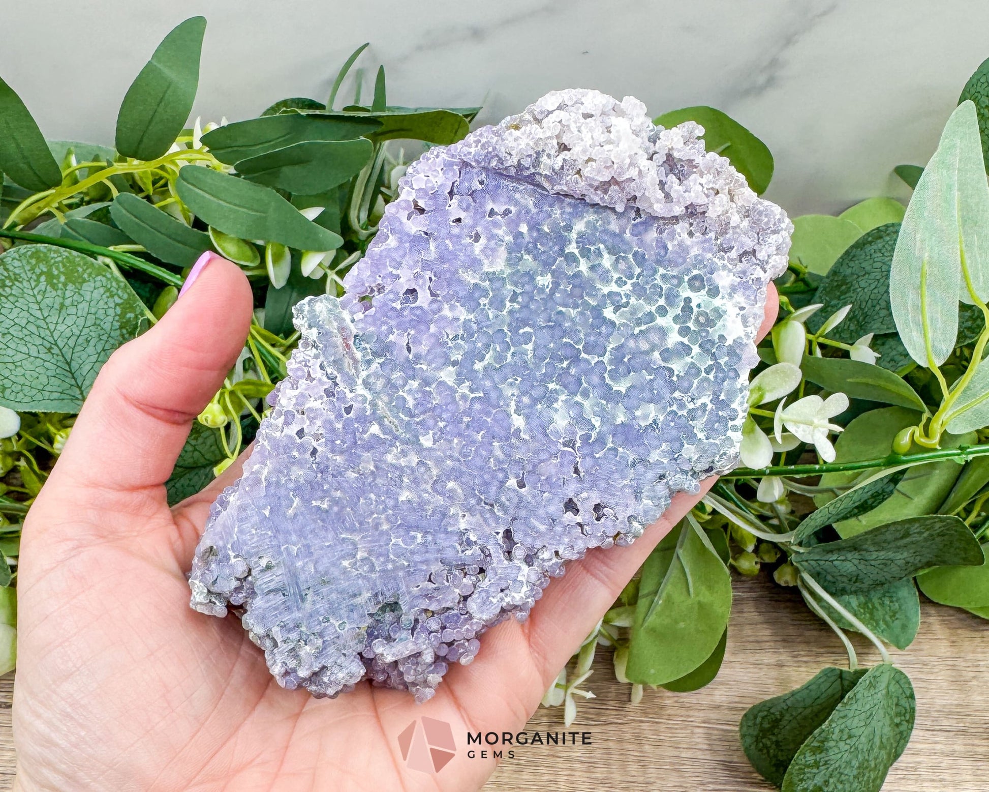 Grape Agate Crystal Cluster – Rare Purple Chalcedony Botryoidal Formation for Intuition Healing & Spiritual Display No.