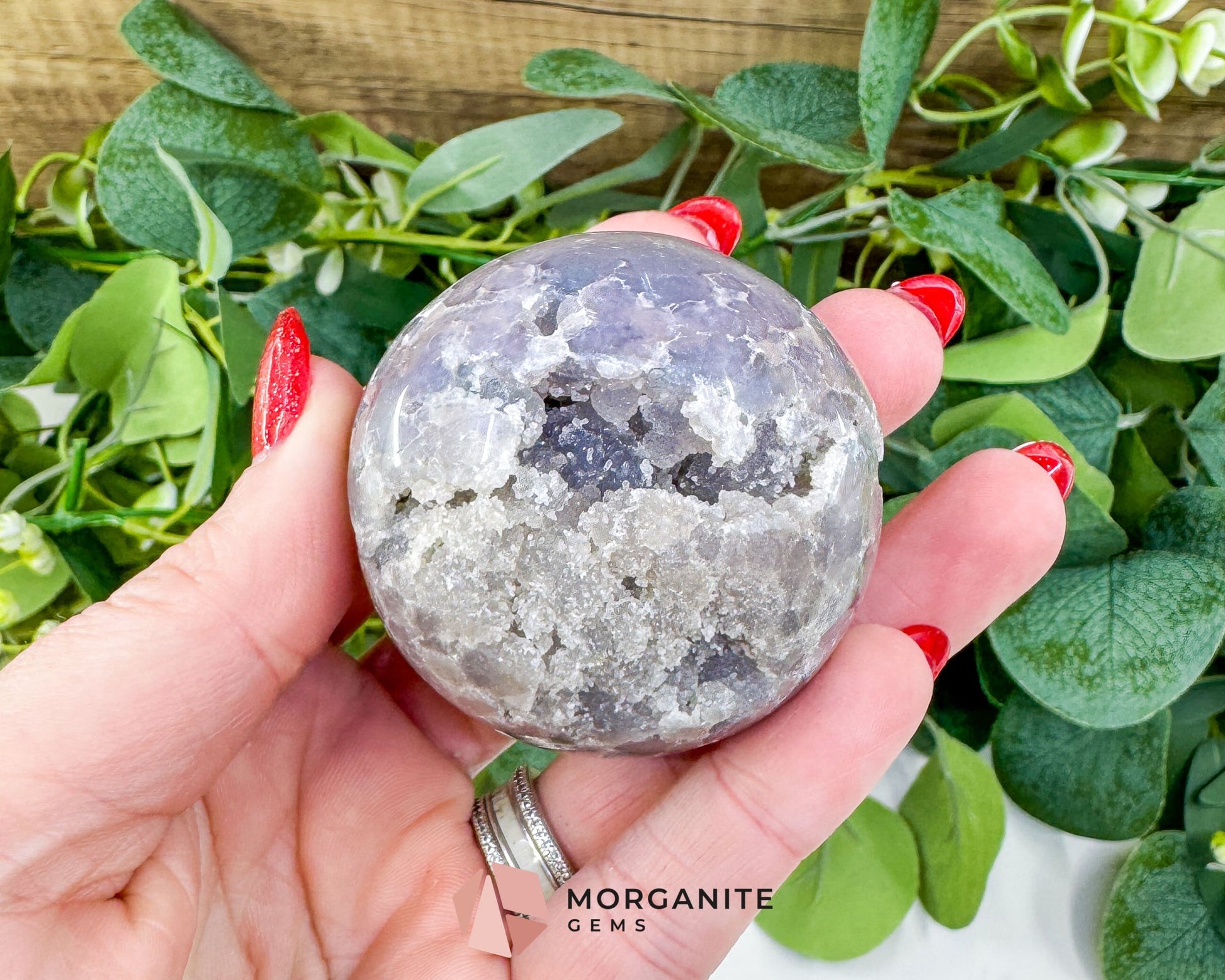 Grape Agate Sphere No. 3 (53mm) – Rare Purple & Green Botryoidal Chalcedony – High-Vibration Collector Specimen