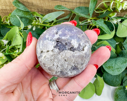 Grape Agate Sphere No. 3 (53mm) – Rare Purple & Green Botryoidal Chalcedony – High-Vibration Collector Specimen