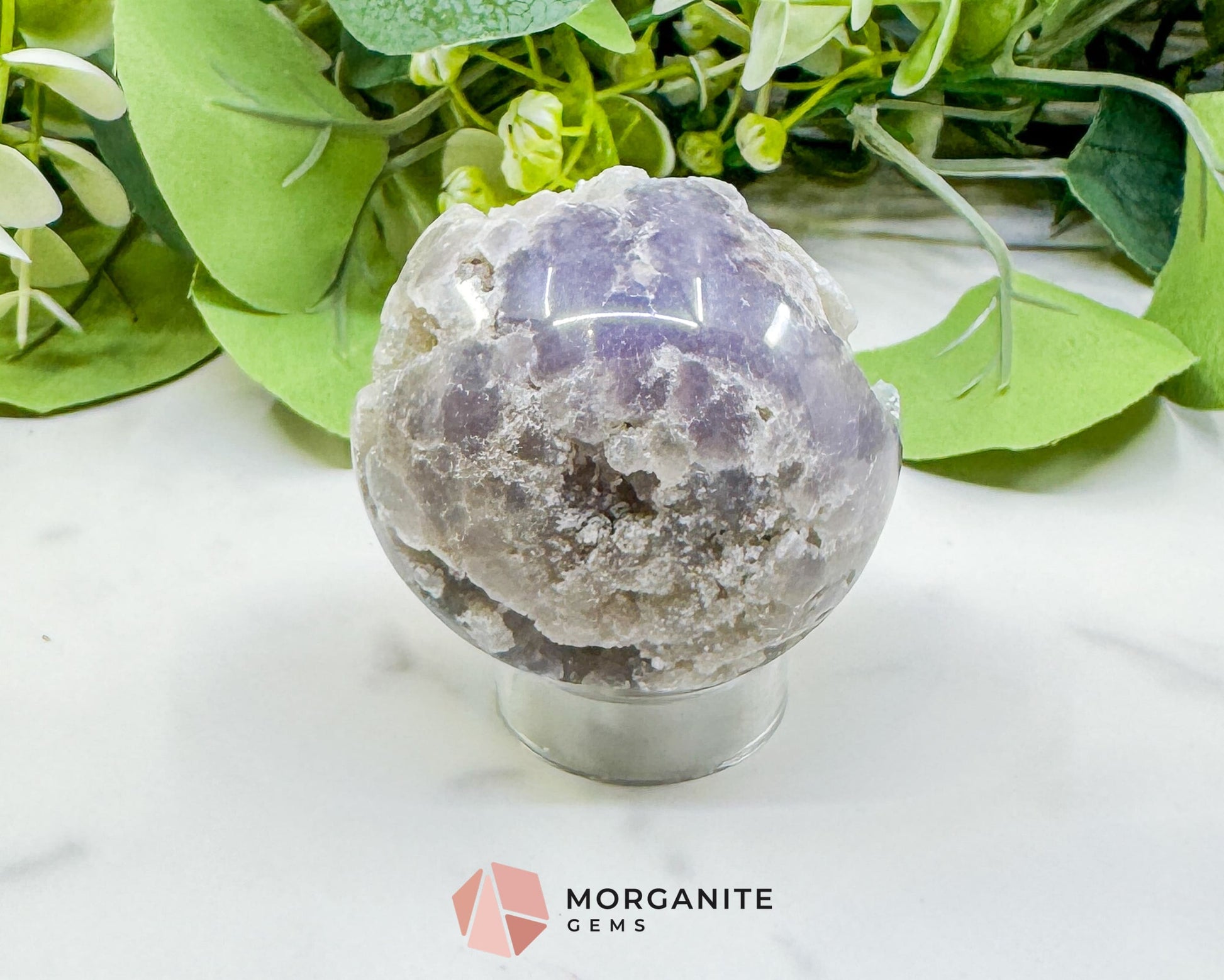 Grape Agate Sphere No. 3 (53mm) – Rare Purple & Green Botryoidal Chalcedony – High-Vibration Collector Specimen