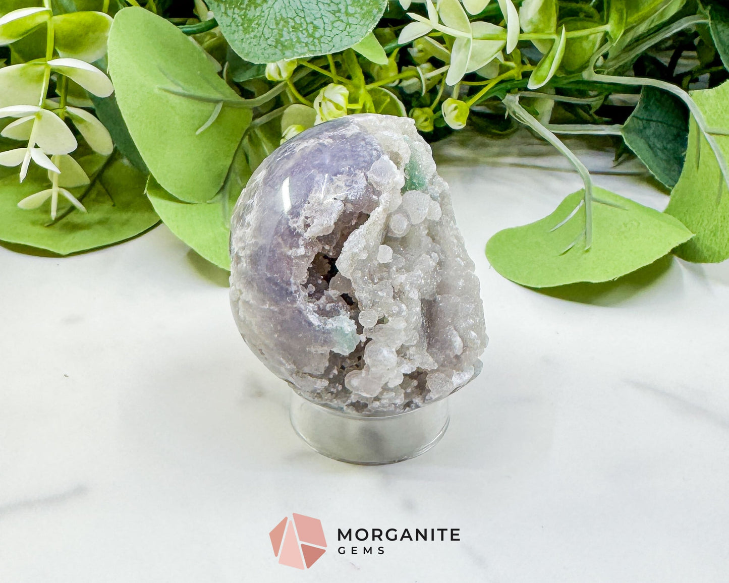 Grape Agate Sphere No. 3 (53mm) – Rare Purple & Green Botryoidal Chalcedony – High-Vibration Collector Specimen