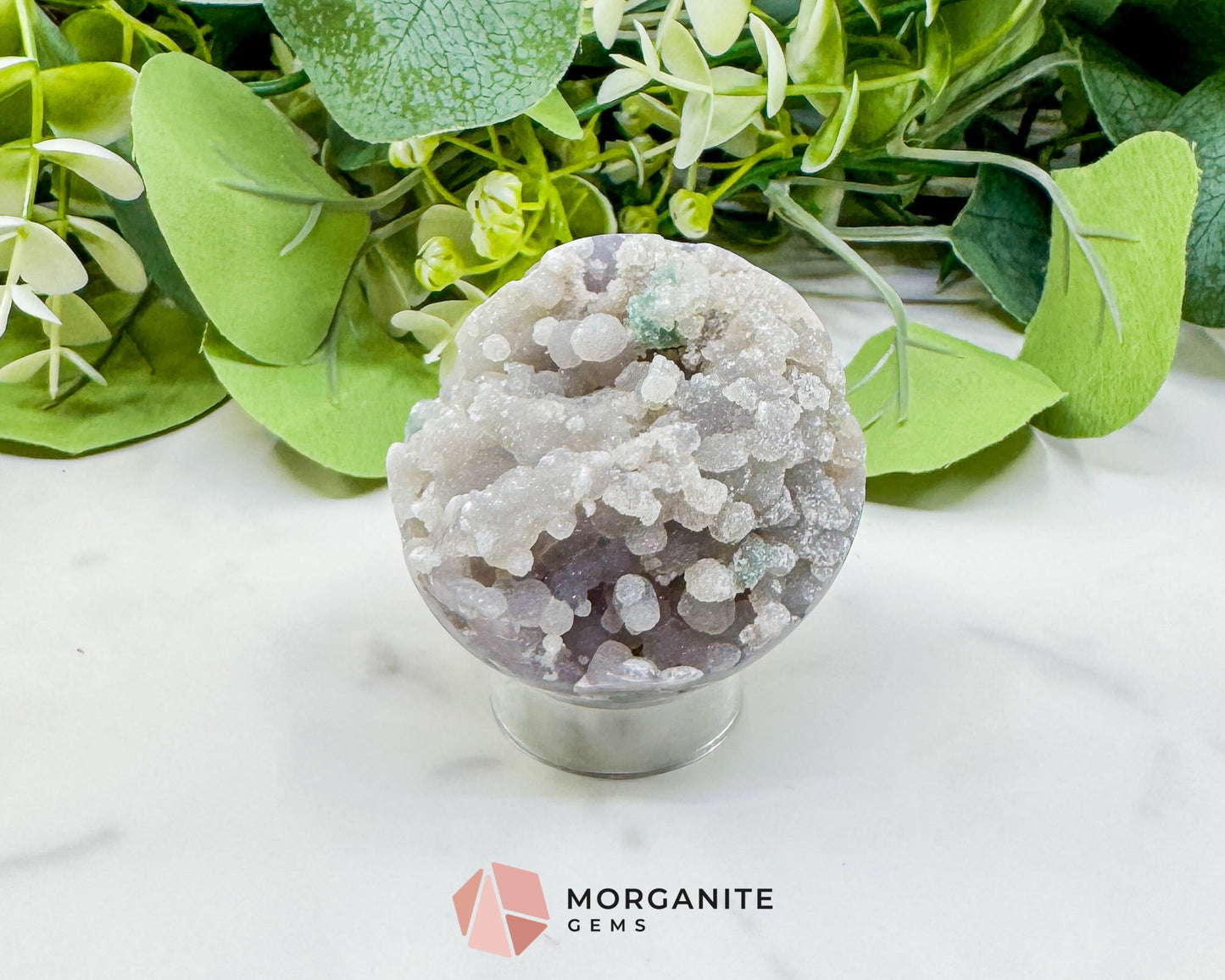 Grape Agate Sphere No. 3 (53mm) – Rare Purple & Green Botryoidal Chalcedony – High-Vibration Collector Specimen