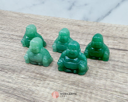 Green Aventurine Fat Belly Buddha Maitreya Carving – Symbol of Abundance and Luck-Morganite Gems