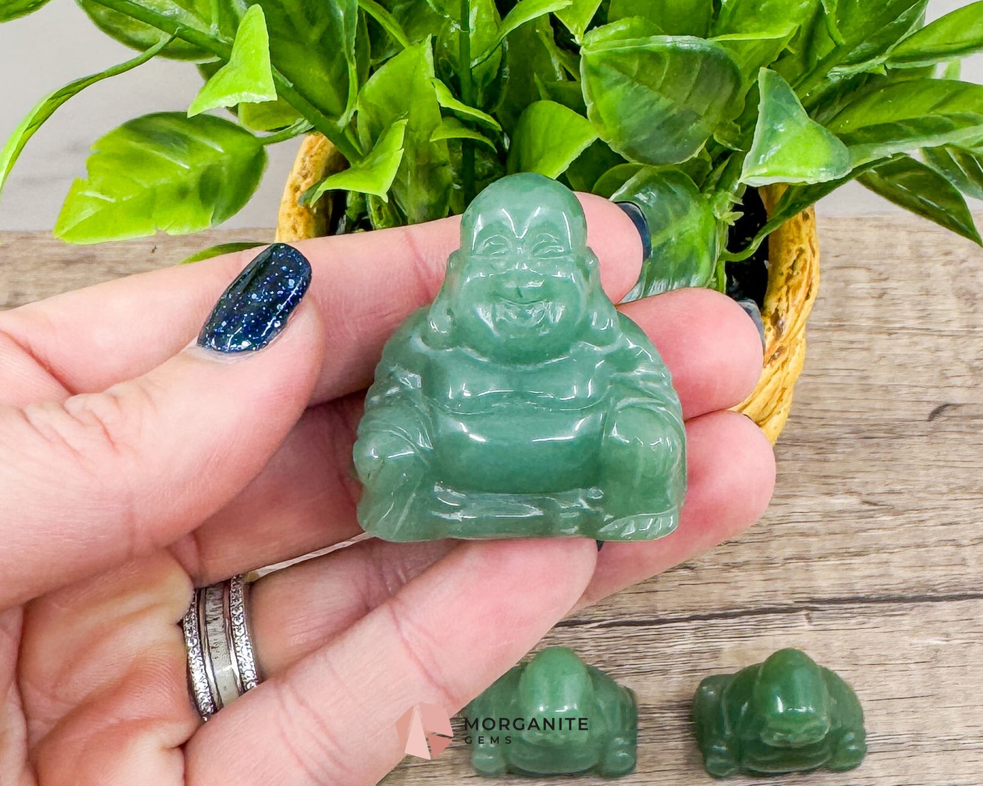 Green Aventurine Fat Belly Buddha Maitreya Carving – Symbol of Abundance and Luck-Morganite Gems