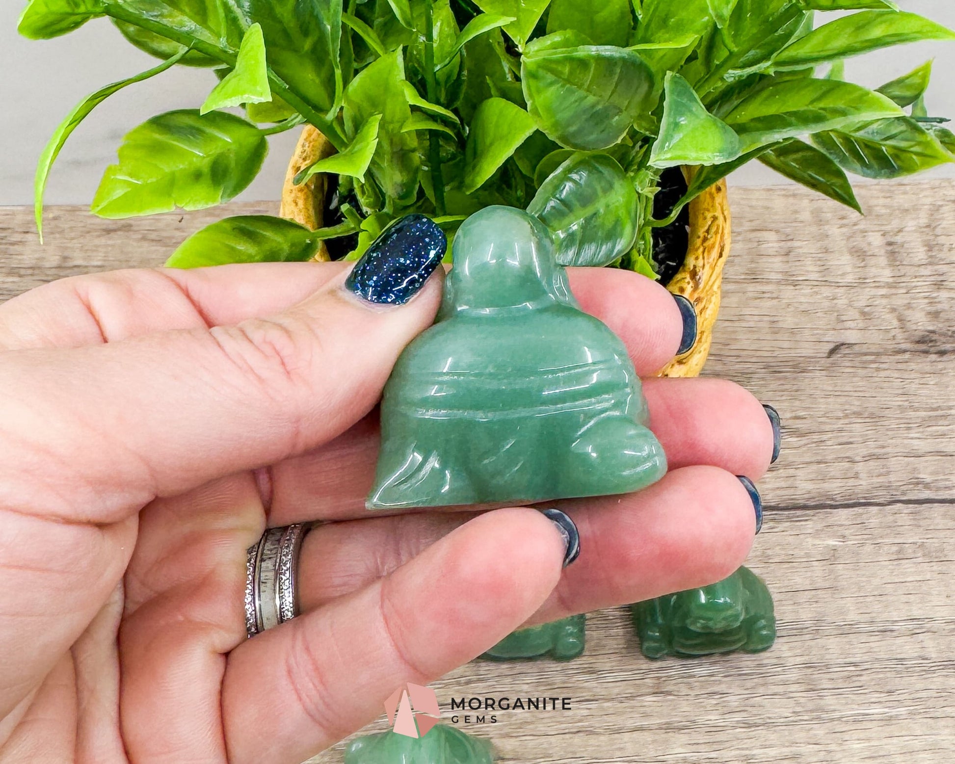 Green Aventurine Fat Belly Buddha Maitreya Carving – Symbol of Abundance and Luck-Morganite Gems