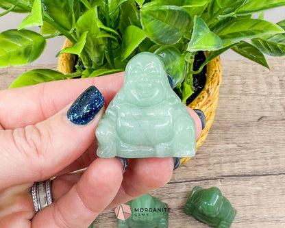 Green Aventurine Fat Belly Buddha Maitreya Carving – Symbol of Abundance and Luck-Morganite Gems