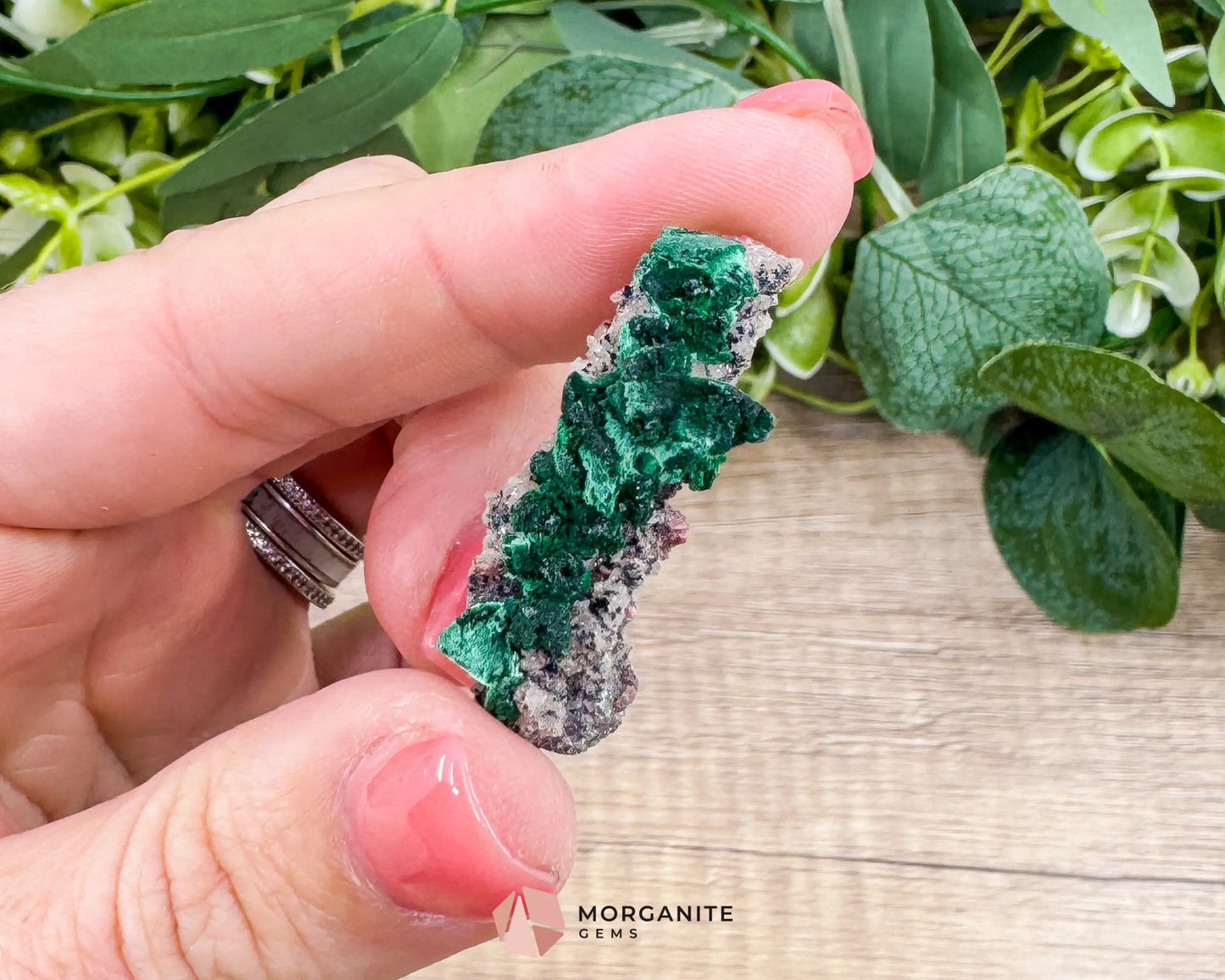 Malachite Cobaltoan Dolomite Quartz – Natural Specimen 1.77g (37×14mm) – Display Case Included - Metaphysical Crystals