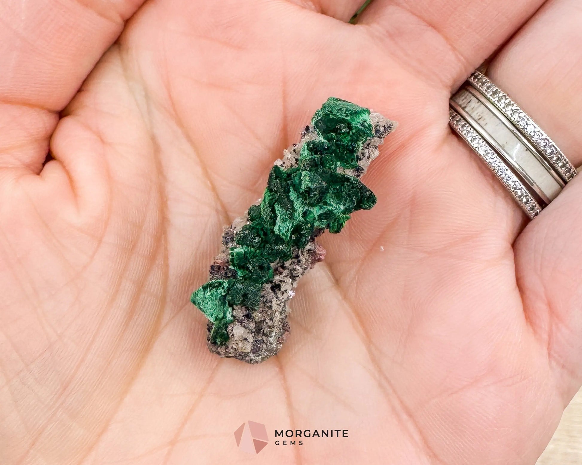 Malachite Cobaltoan Dolomite Quartz – Natural Specimen 1.77g (37×14mm) – Display Case Included - Metaphysical Crystals