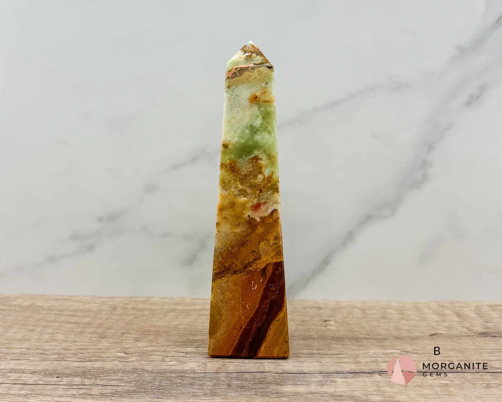 Green Onyx Tower Obelisk – Elegant Crystal for Heart Chakra, Balance & Emotional Healing-Morganite Gems