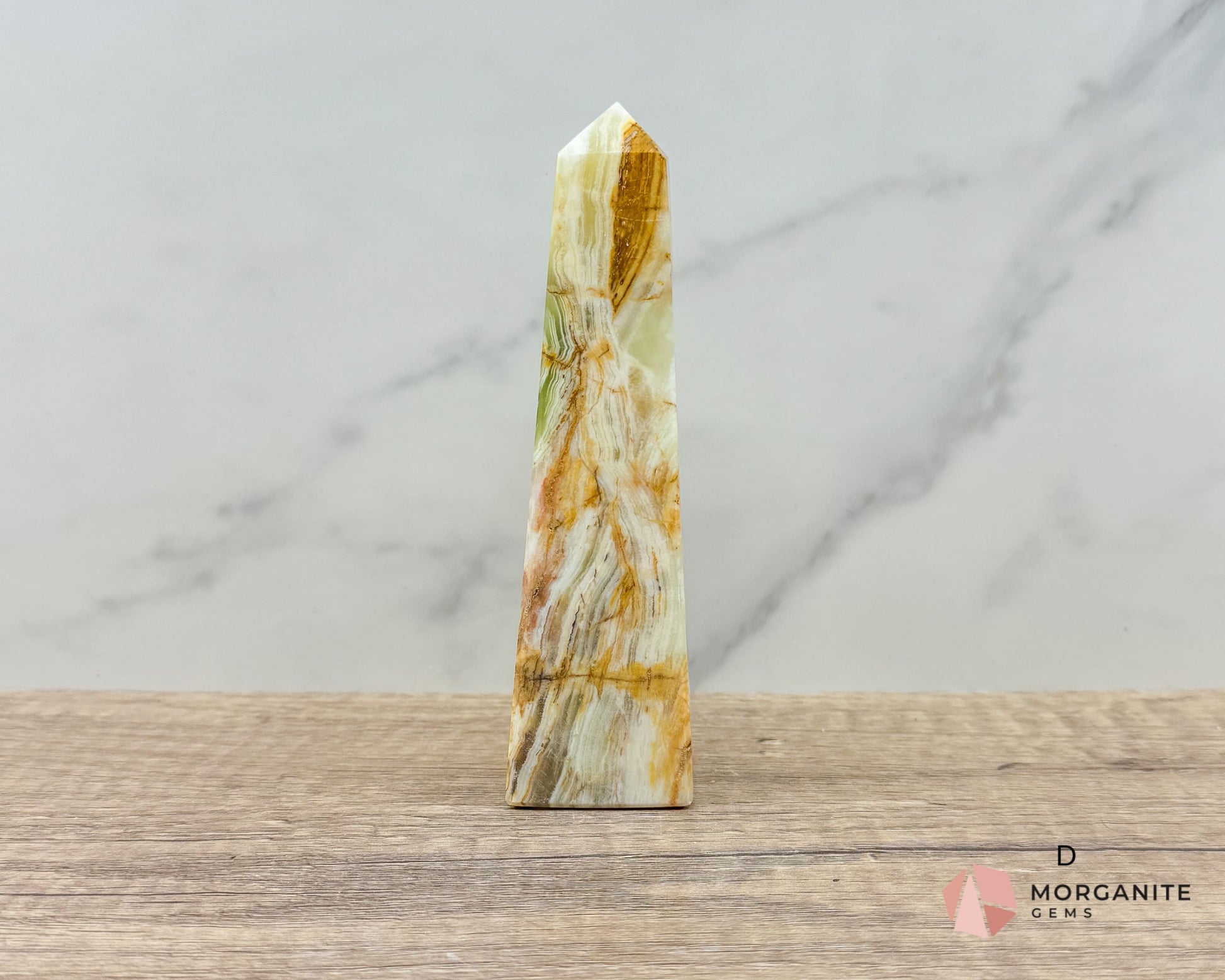 Green Onyx Tower Obelisk – Elegant Crystal for Heart Chakra, Balance & Emotional Healing-Morganite Gems