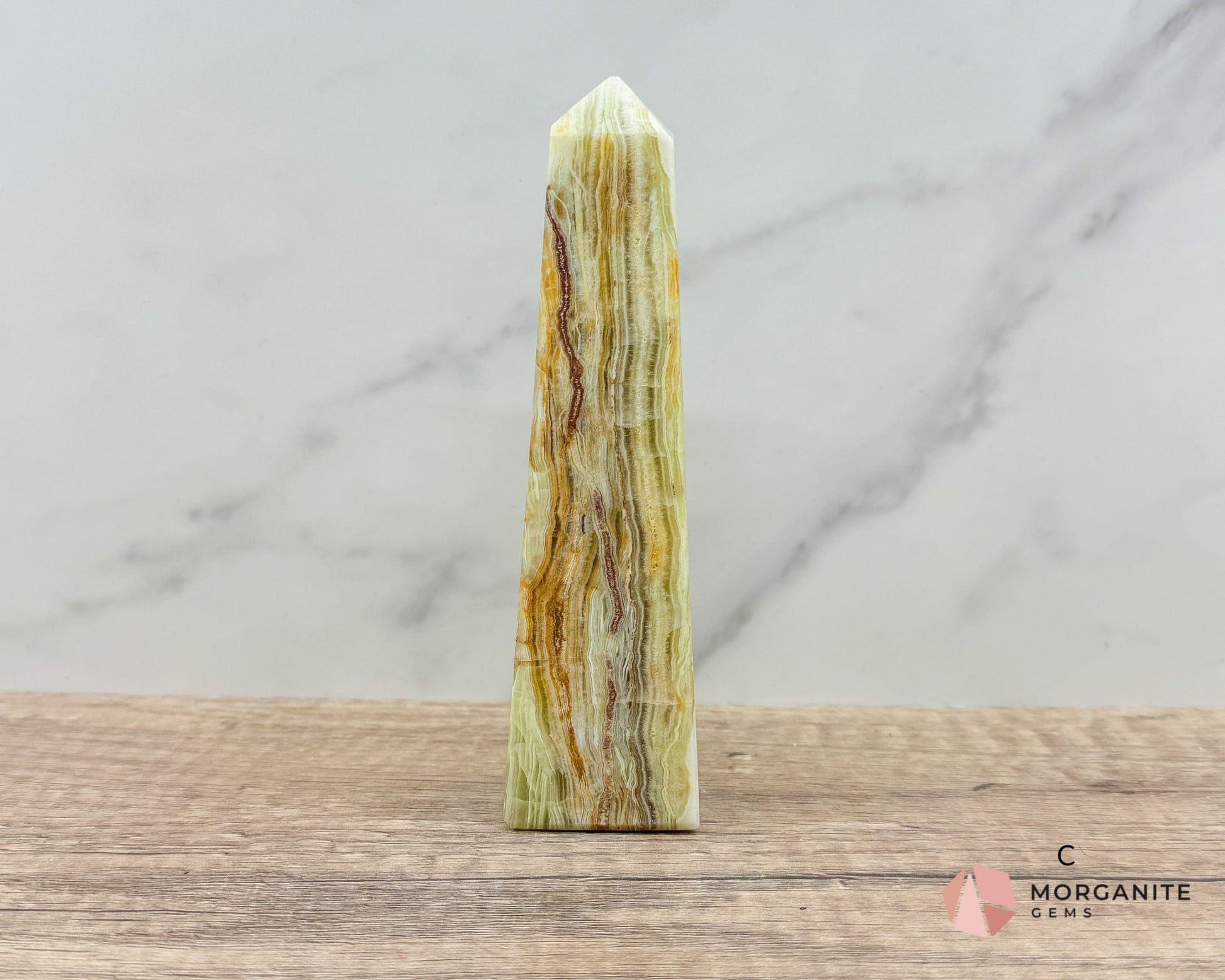 Green Onyx Tower Obelisk – Elegant Crystal for Heart Chakra, Balance & Emotional Healing-Morganite Gems