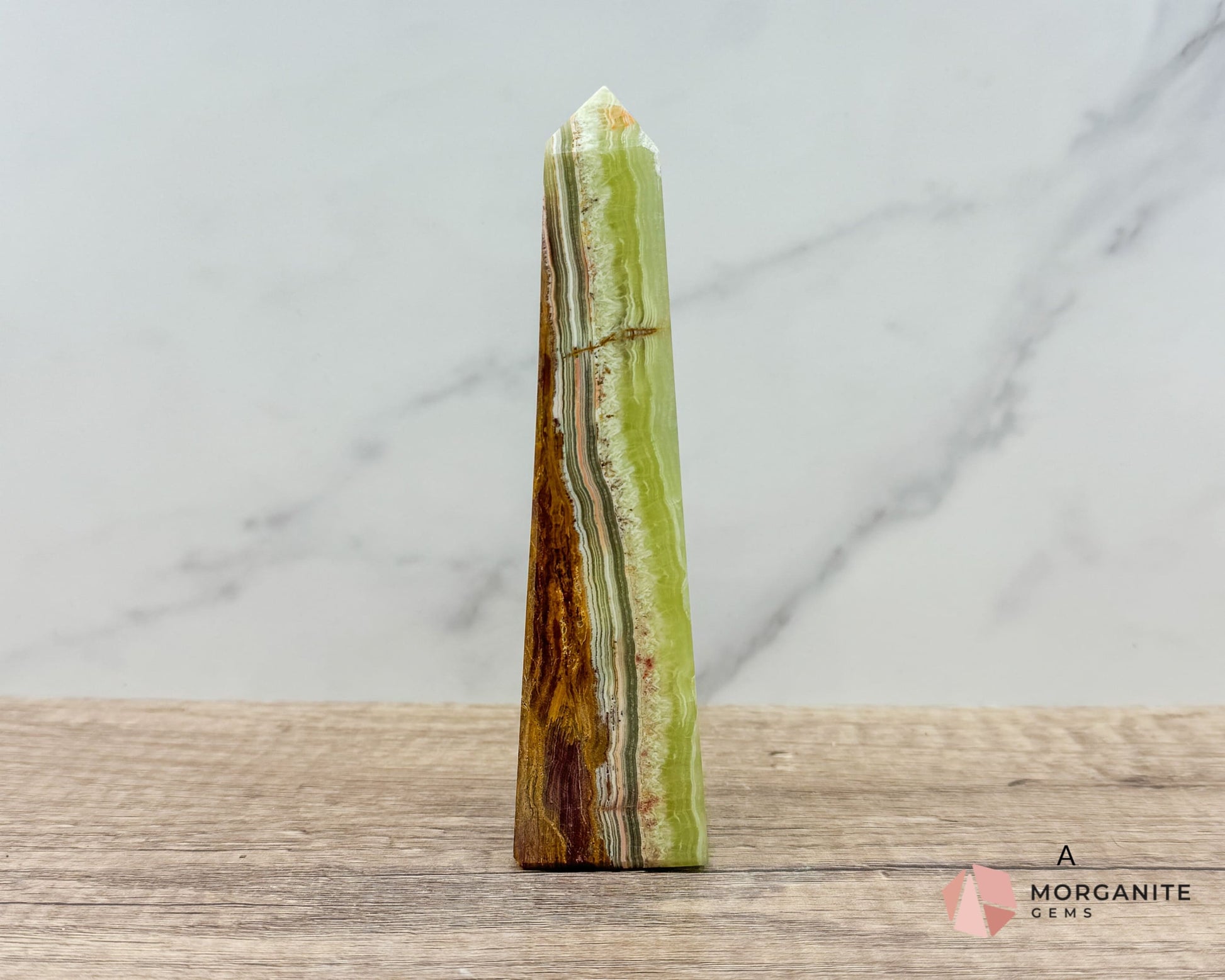 Green Onyx Tower Obelisk – Elegant Crystal for Heart Chakra, Balance & Emotional Healing-Morganite Gems