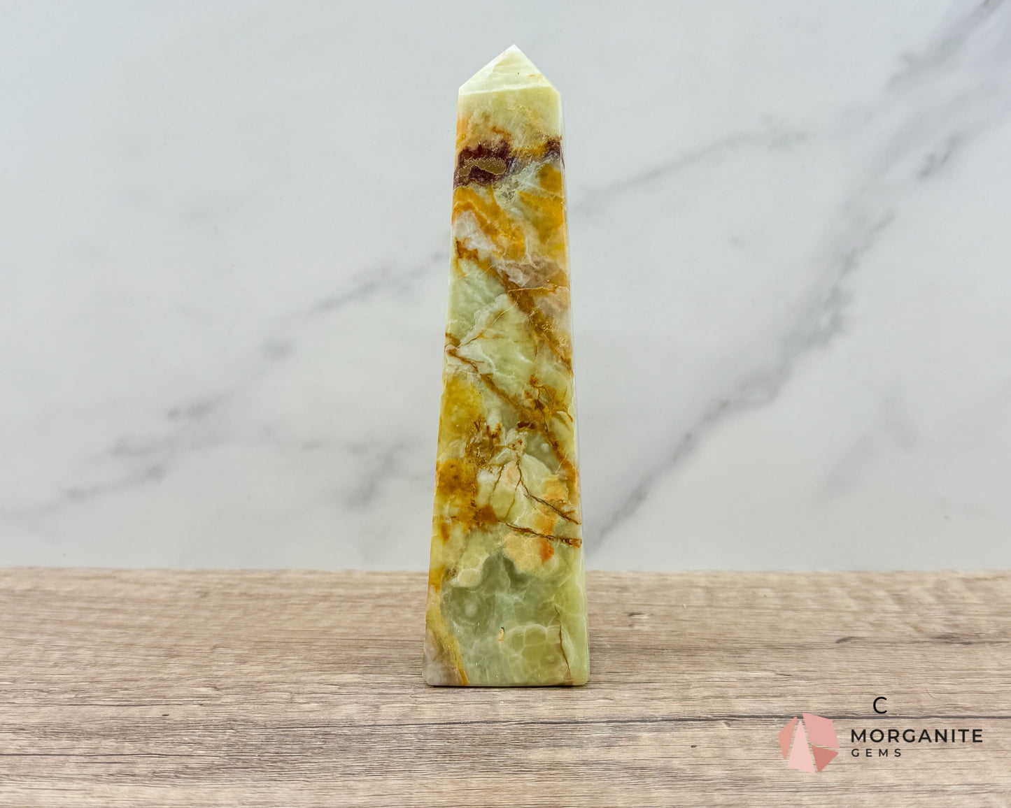 Green Onyx Tower Obelisk – Elegant Crystal for Heart Chakra, Balance & Emotional Healing-Morganite Gems