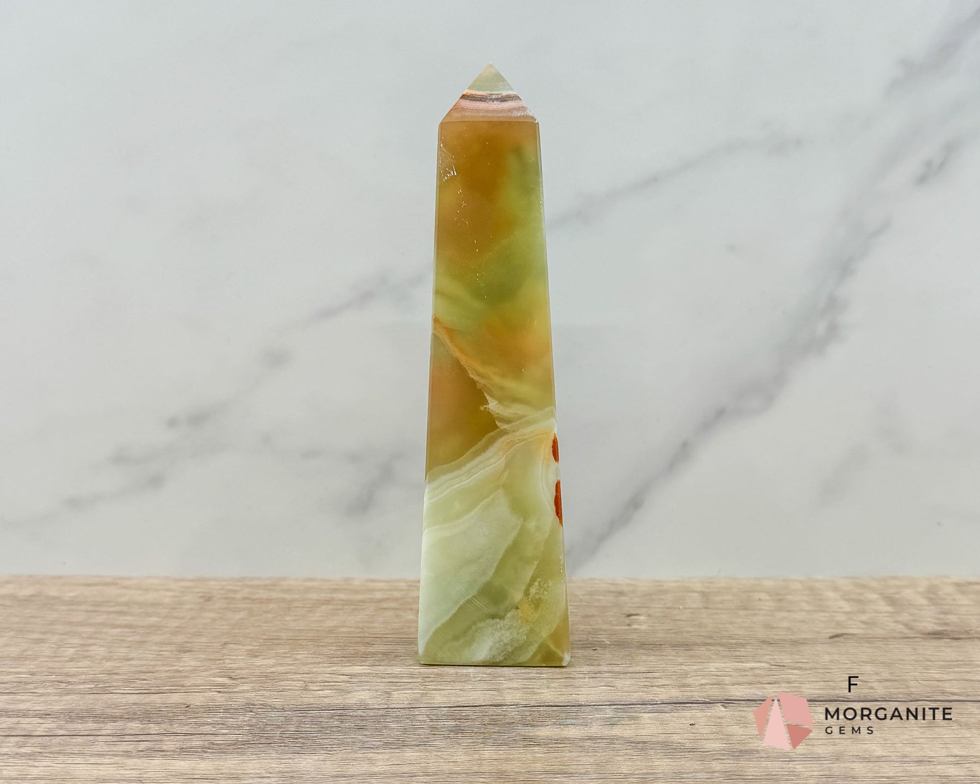 Green Onyx Tower Obelisk – Elegant Crystal for Heart Chakra, Balance & Emotional Healing-Morganite Gems