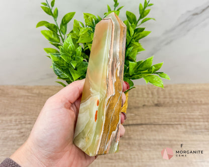 Green Onyx Tower Obelisk – Elegant Crystal for Heart Chakra, Balance & Emotional Healing-Morganite Gems