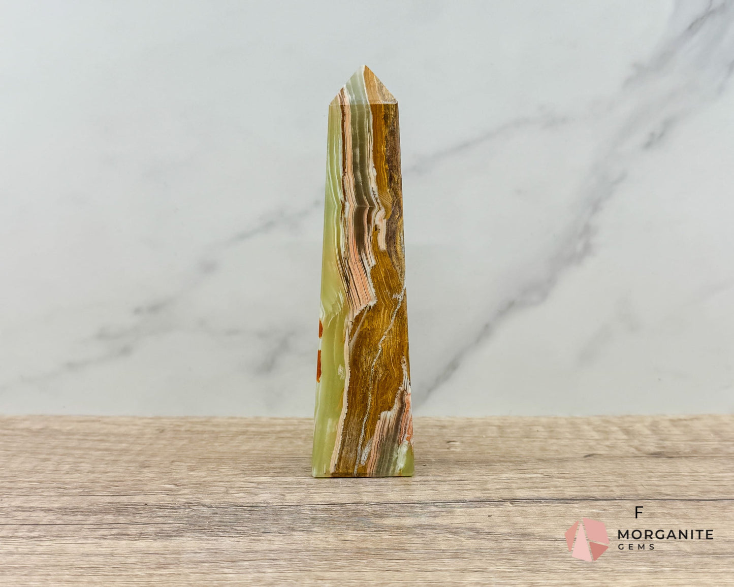 Green Onyx Tower Obelisk – Elegant Crystal for Heart Chakra, Balance & Emotional Healing-Morganite Gems