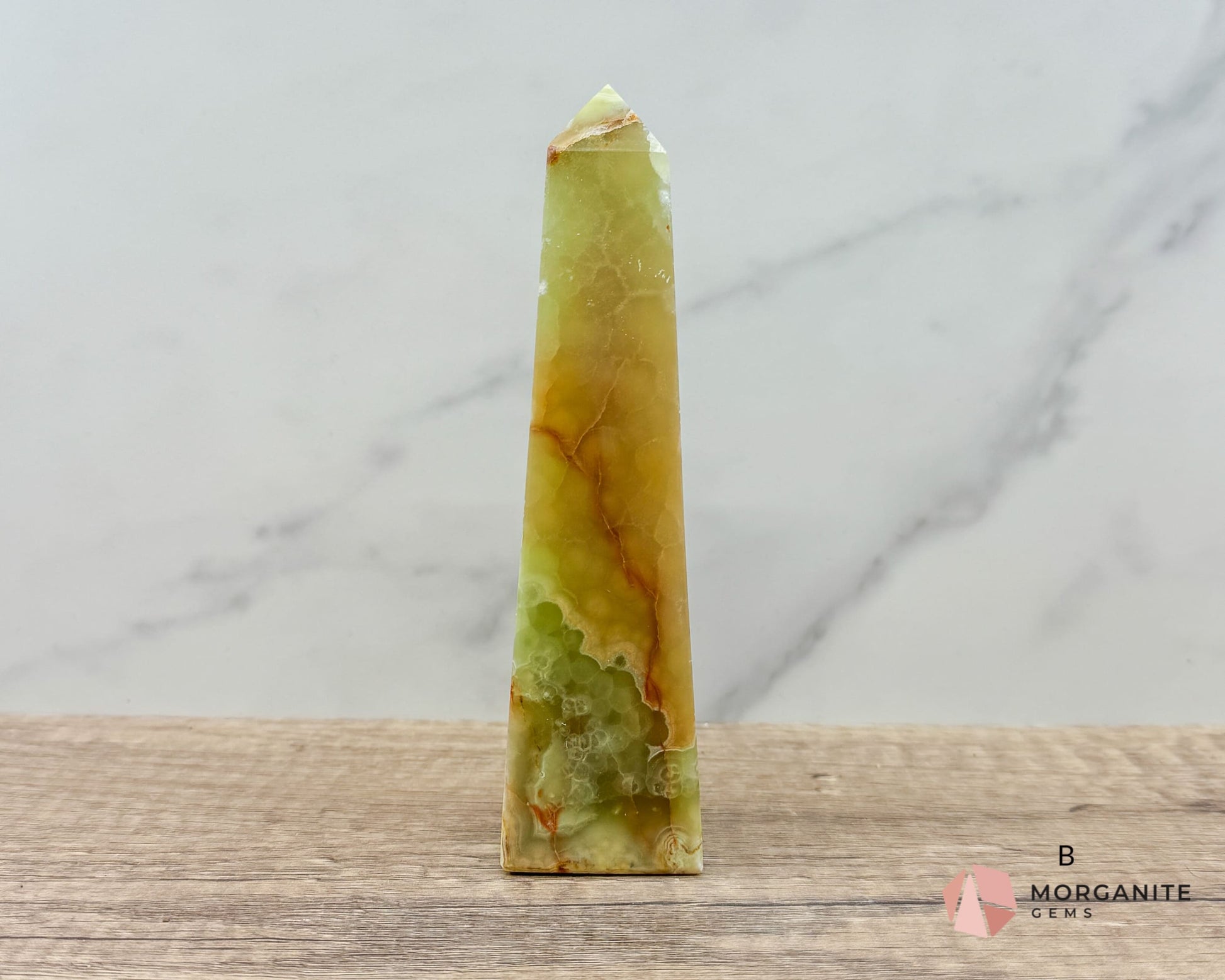 Green Onyx Tower Obelisk – Elegant Crystal for Heart Chakra, Balance & Emotional Healing-Morganite Gems