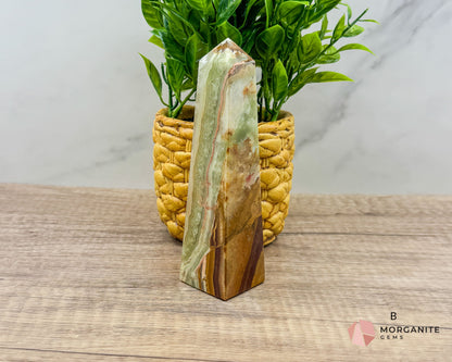 Green Onyx Tower Obelisk – Elegant Crystal for Heart Chakra, Balance & Emotional Healing-Morganite Gems